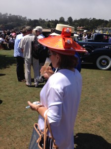 orange studded hat